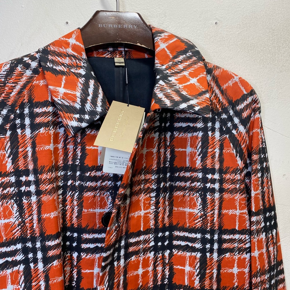 BURBERRY Scribble Check Car Coat In Bright Military Red Size 38 US (M) $4620 - Picture 15 of 15